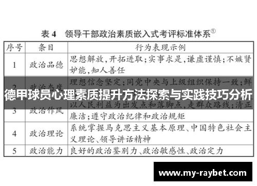 德甲球员心理素质提升方法探索与实践技巧分析